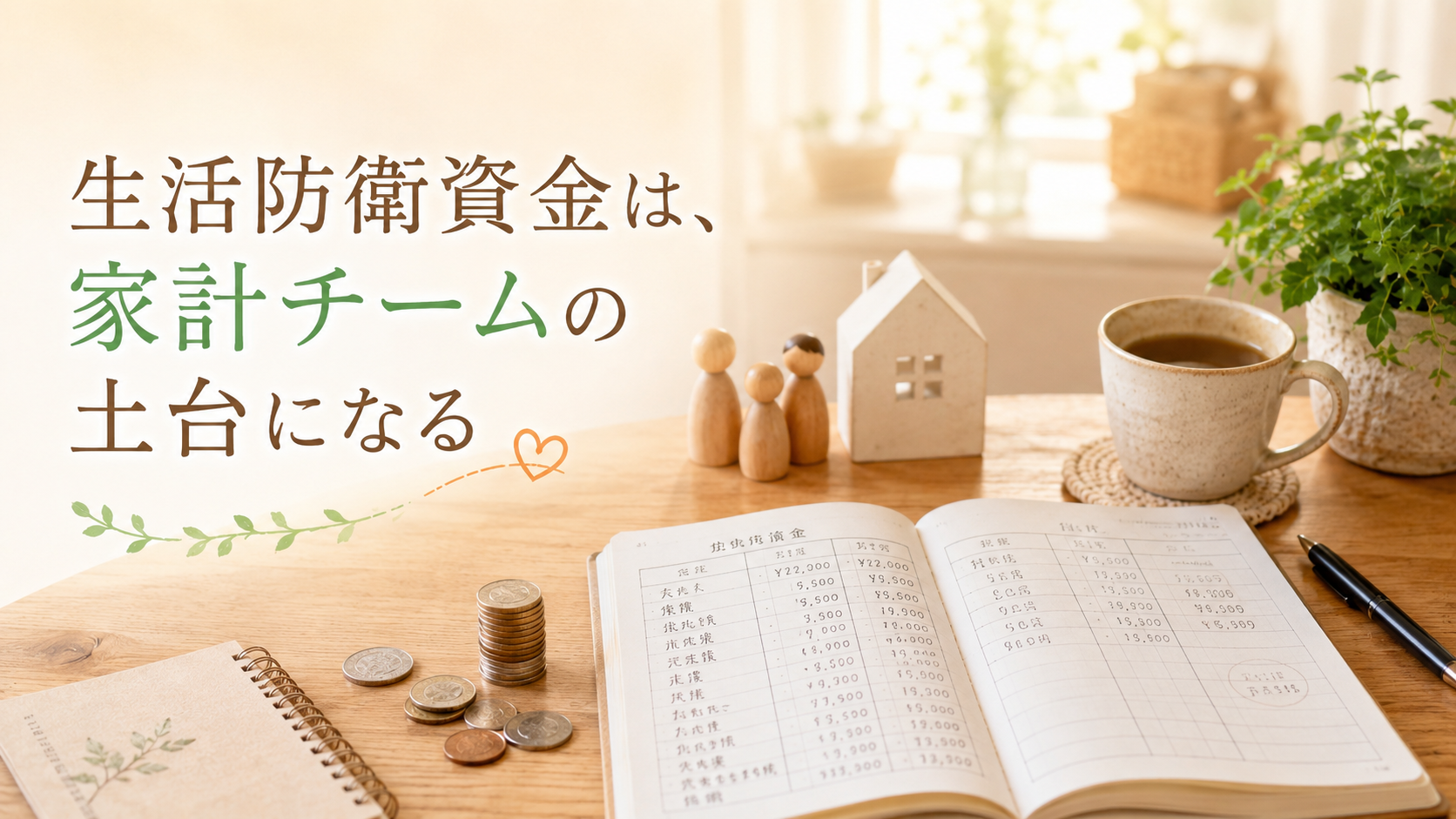 生活防衛資金を家計チームの土台として考えるイメージ